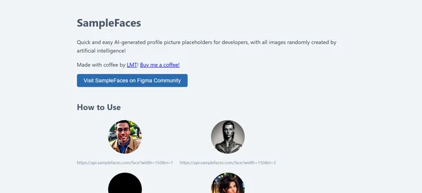 Samplefaces homepage