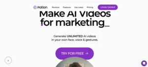 Send Potion AI homepage