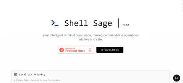 Shell Sage App homepage