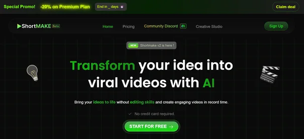 ShortMake AI homepage