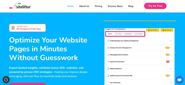 Sitelifter homepage