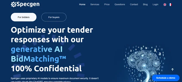 Specgen AI homepage