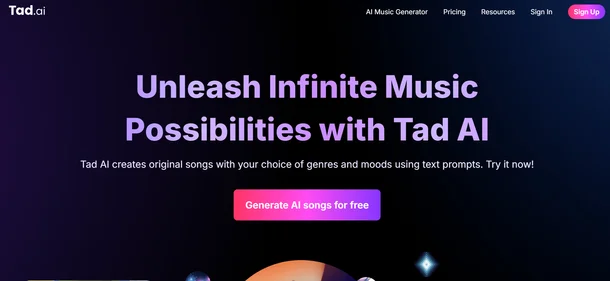 Tad AI homepage