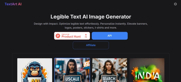 Text Art AI homepage