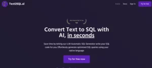 Text2SQL AI homepage