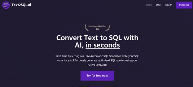 Text2SQL AI homepage
