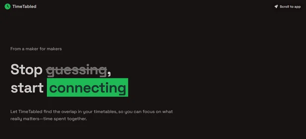 Timetabled homepage