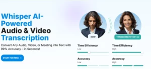 TranscribeToText AI homepage