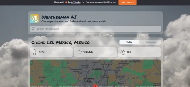 Weatherman AI homepage