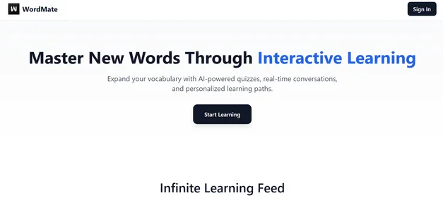 WordMate App homepaage