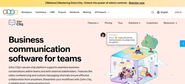 Zoho Cliq homepage