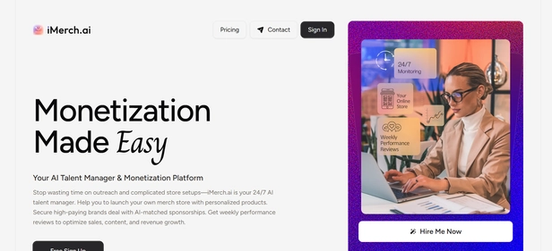 iMerch AI homepage