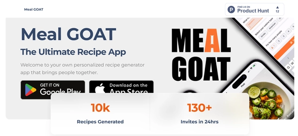 Meal GOAT homepage
