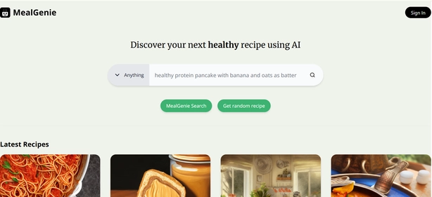 MealGenie homepage