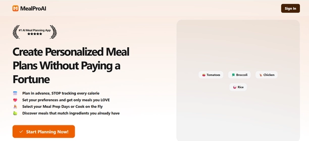 MealProAI homepage