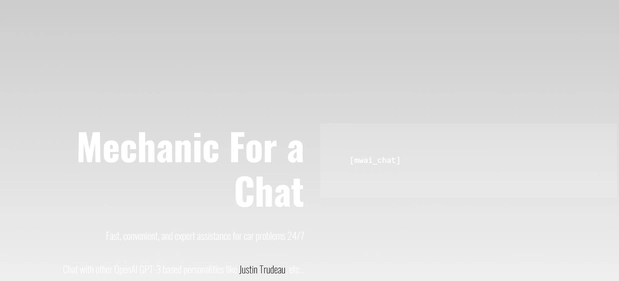Mechanic For a Chat homepage