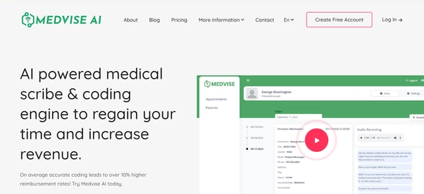 Medvise AI homepage