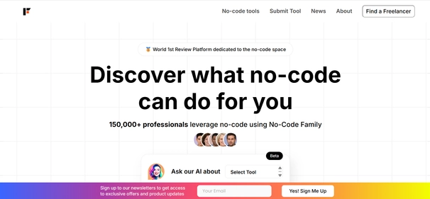 No-Code Family homepage