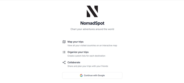 NomadSpot homepage