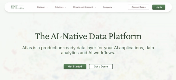 Nomic Atlas homepage