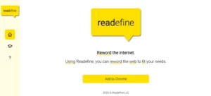 Readefine homepage