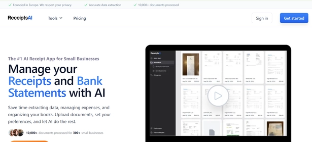 ReceiptsAI homepage