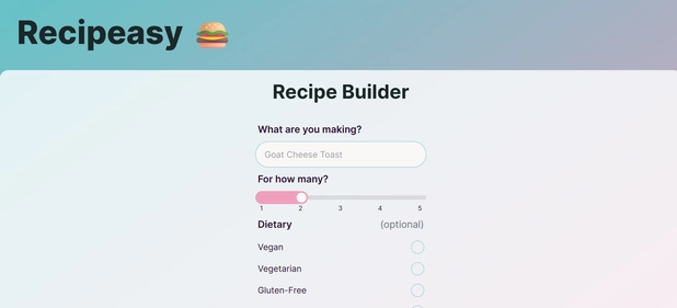 Recipeasy homepage