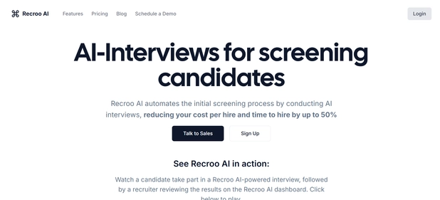 Recroo AI homepage