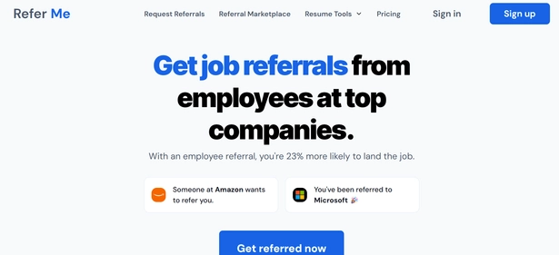 Refer Me homepage