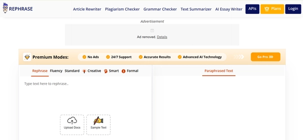 Rephrase info homepage