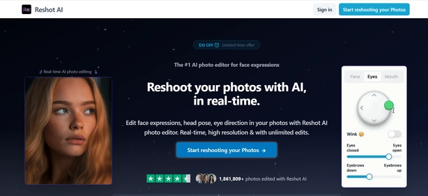 Reshot AI homepage