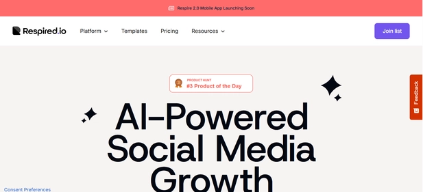 Respired.io homepage