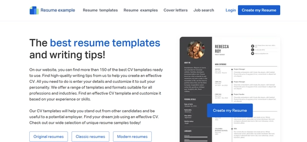 Resume Example homepage