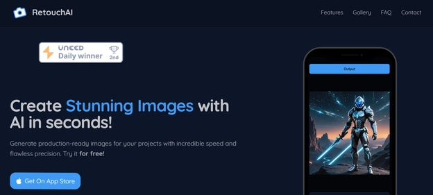 RetouchAI homepage