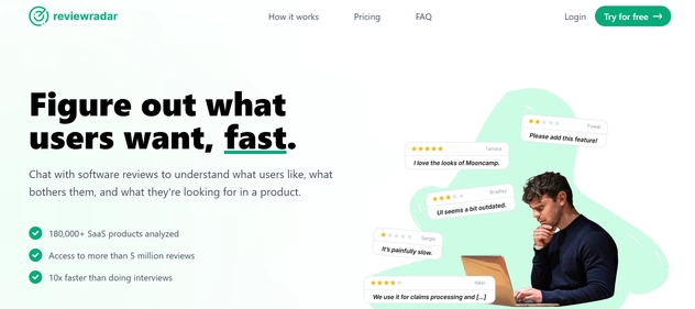 ReviewRadar AI homepage