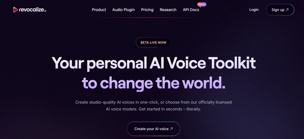 Revocalize AI homepage