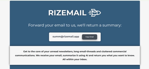 RizeMail homepage