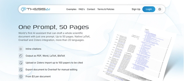 ThesisAI homepage