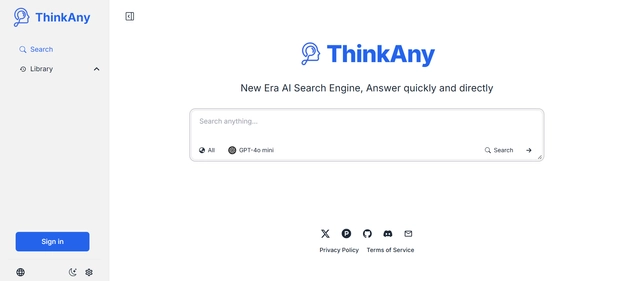 ThinkAny AI homepage