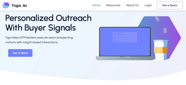 Tiga AI homepage