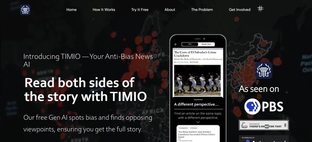 Timio News homepage