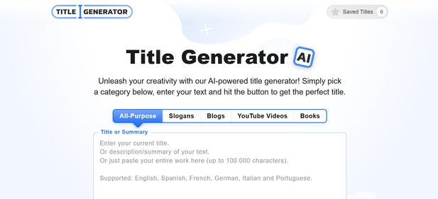 Title Generator homepage