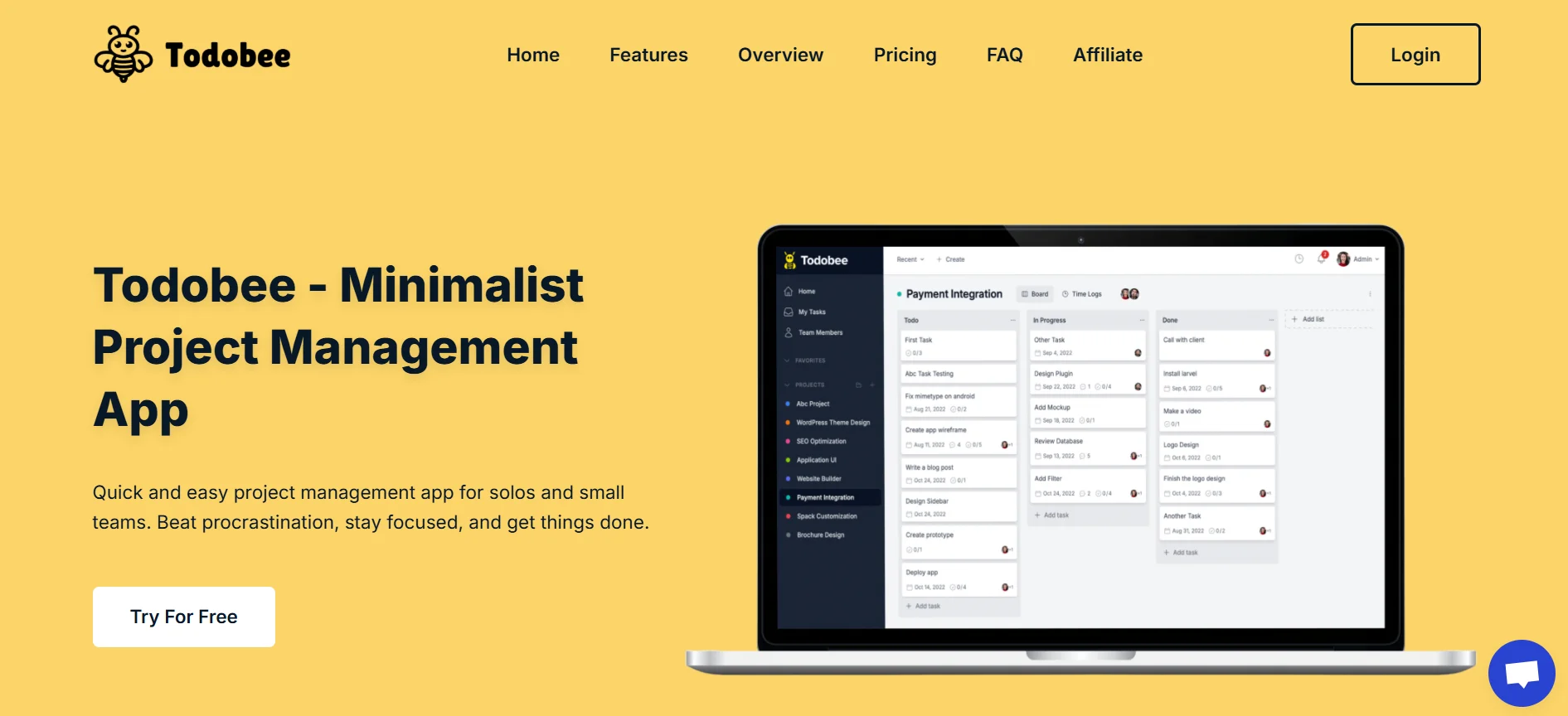 TodoBee homepage