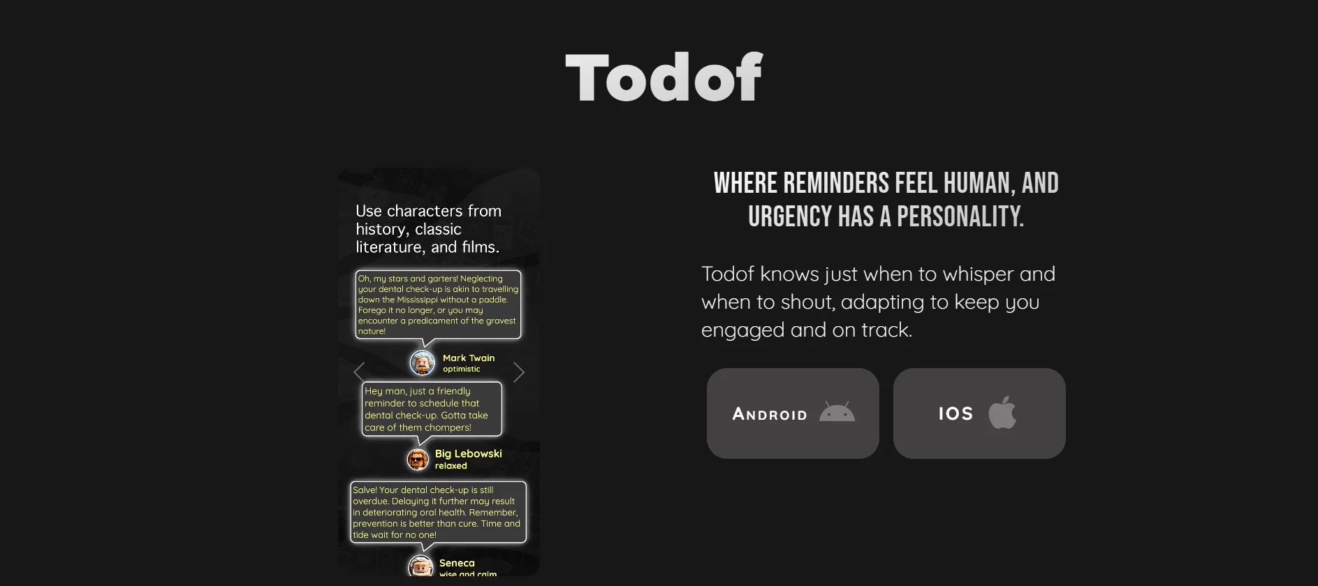 TodoF AI Reminder homepage