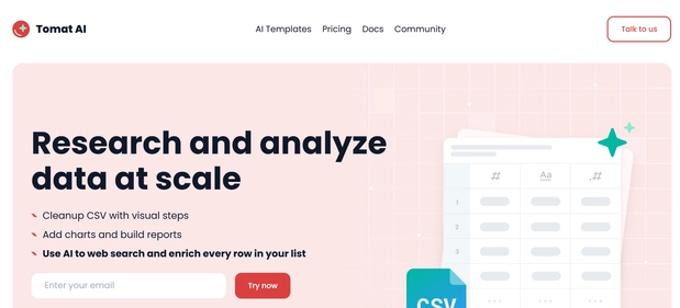 Tomat AI homepage