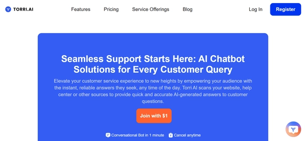 Torri AI homepage