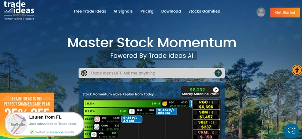 Trade Ideas homepage