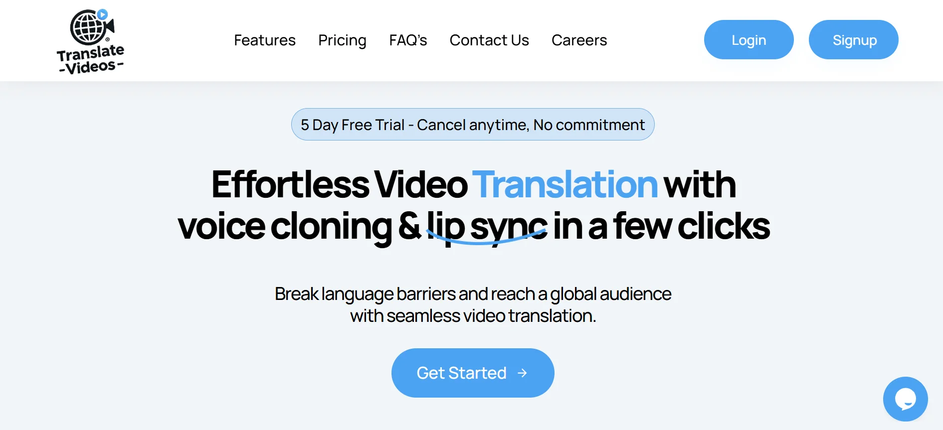 Translate Videos homepage