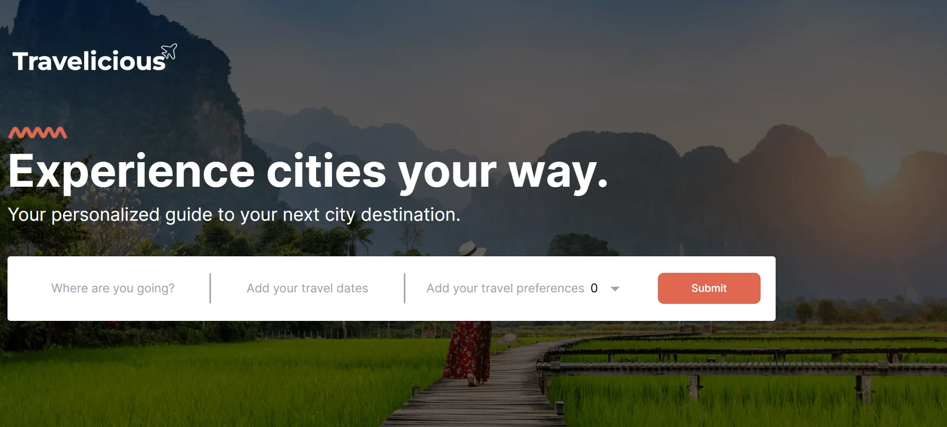 Travelicious homepage