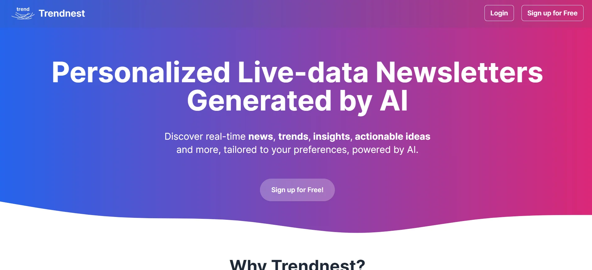 TrendNest homepage